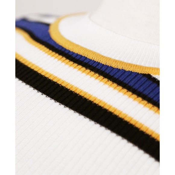 Colorblock Stripe Fitted Rib Knit Crop Sweater Top - Picture 4 of 8